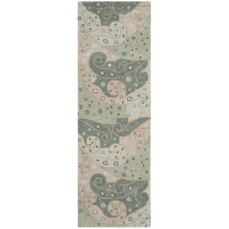Tapis floral en laine touffeté à la main Bella, Tapis de couloir 2 pi 3 po x 7 pi