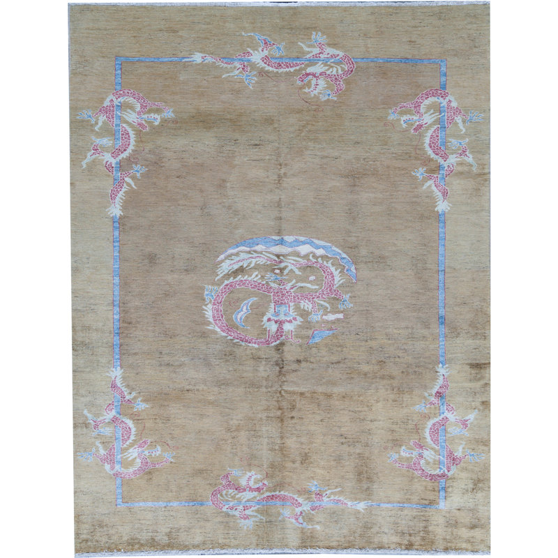 Kotanabad Wool Area Rug in Taupe/Pink/Light Blue
