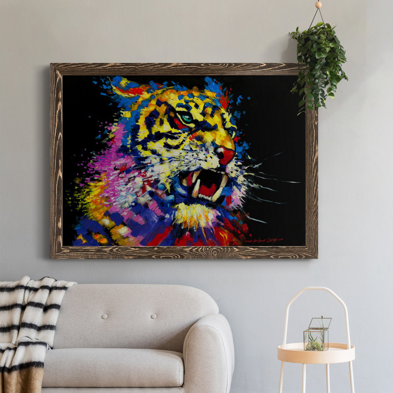 Tigre - peinture sur toile encadrée, H 37,5 po x l 27,5 po x P 1,5 po, Noyer