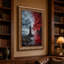 Art mural sur toile, "Phare sur un rivage rocheux avec ciel rouge et gris"-1541595868