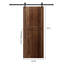 Porte de grange moderne en bois noyer foncé à 2 panneaux 42 po x 84 po avec quincaillerie Modern-132962466-132962476