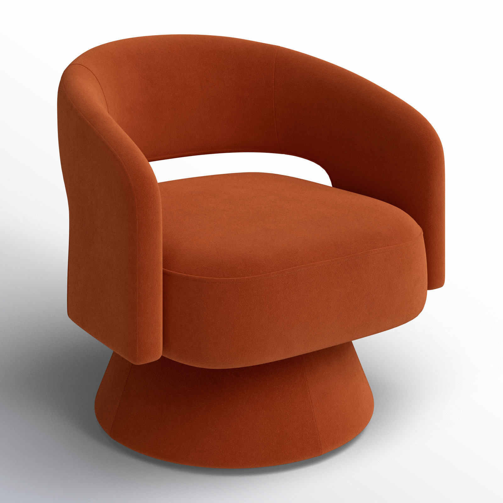 Bhupendra Swivel Barrel Chair, Rust Velvet