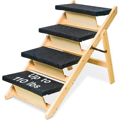 2-in-1 Dog Stairs/Ramp with 4 Steps, Foldable Dog Stairs for High Beds Cars Couch