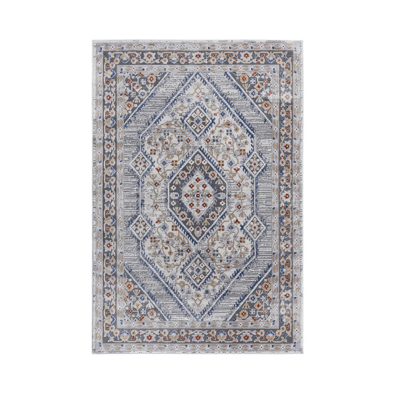 2X3 Blue/Cream Area Rug, Stain-Resistant & Non-Shedding, for Living Room, Bedroom, Dining, Home Office