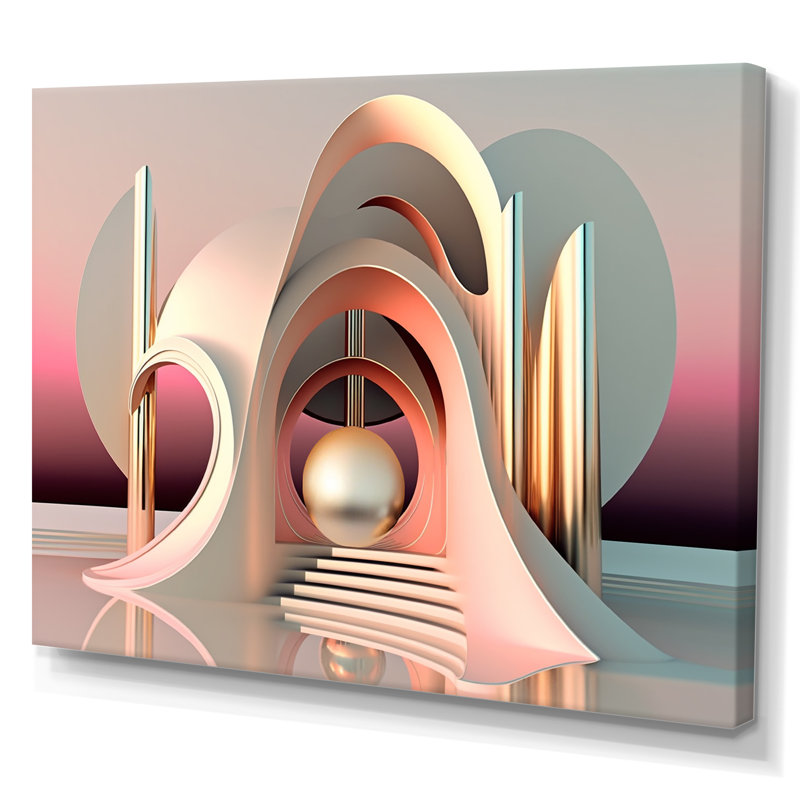 «Minimalistic liquid Gold Architecture IV», reproduction sur toile, H 16 po x l 32 po x P 1 po, Toile tendue
