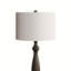 Lampe sur pied 62 po en résine brune avec interrupteur au pied et abat-jour tambour en lin 62 po pour salon, chambre à coucher et coins de lecture