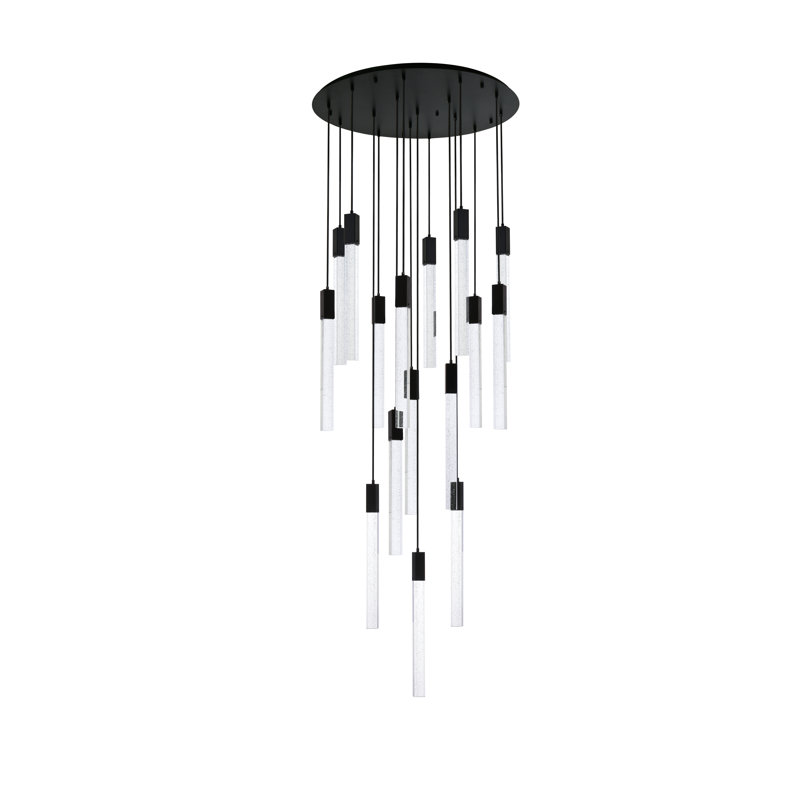 Luminaire suspendu rectangulaire à 16 lumières Aliha, Noir