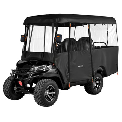 Golf Cart Cover, Visible Full-Enclosure 2+2/4 Passenger Golf Cart, 600D Waterproof Oxford Fabric Club Car Cover Fits Most Carts Club Car, Yamaha, EZGO, Honda, PVC Coating & Windproof Hook Design