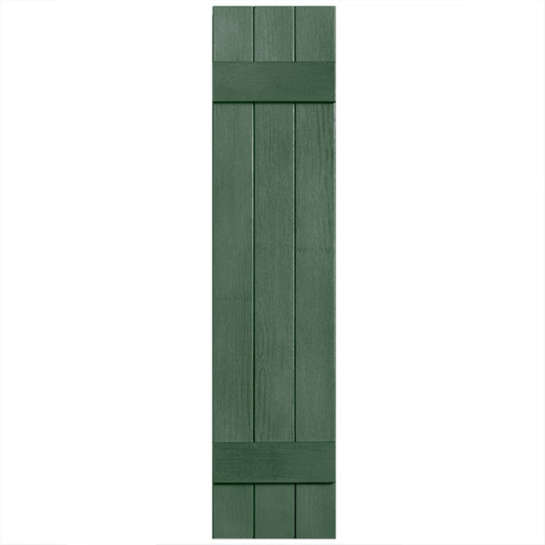 Two Batten, Three Board Closed Vinyl Shutters Pair (Set of 2) Alpha Shutters Color: Green Height: 29"