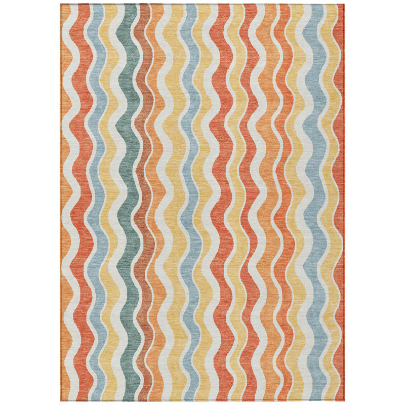 Machine Washable Indoor/Outdoor Bourkelands ACN2342 Stripes Rug, Rectangle 10' x 14'