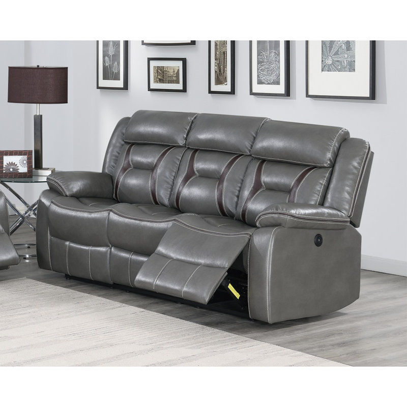 Canapé inclinable électrique moderne 1pc avec accoudoirs et appui-tête à dossier unique avec finition grise