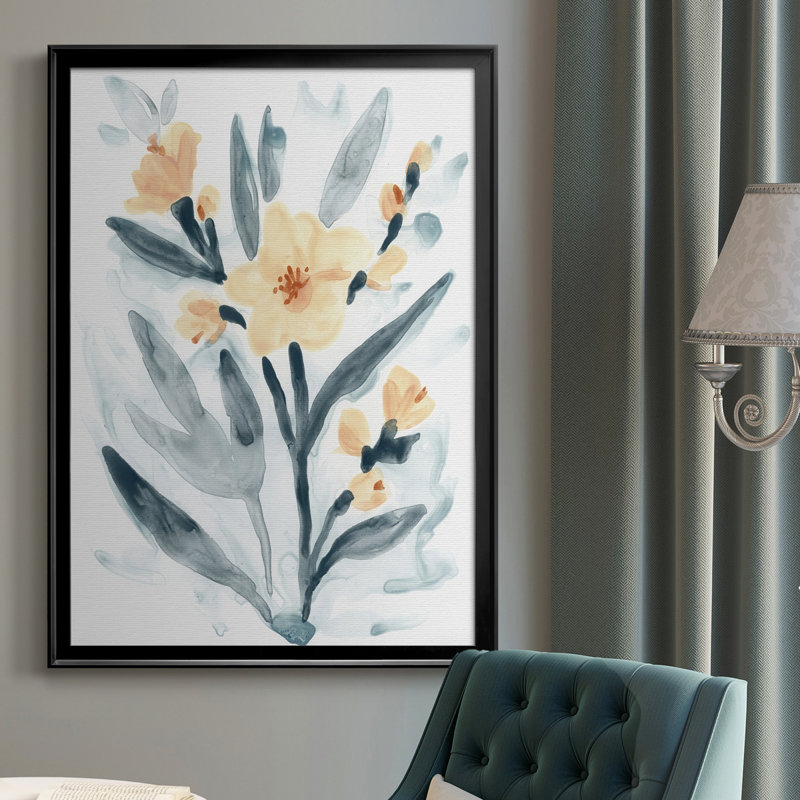 Toile encadrée de qualité supérieure Indigo & Blush Bouquet II - prête à être accrochée, H 30,5 po x l 22,5 po x P 1 po, Noir