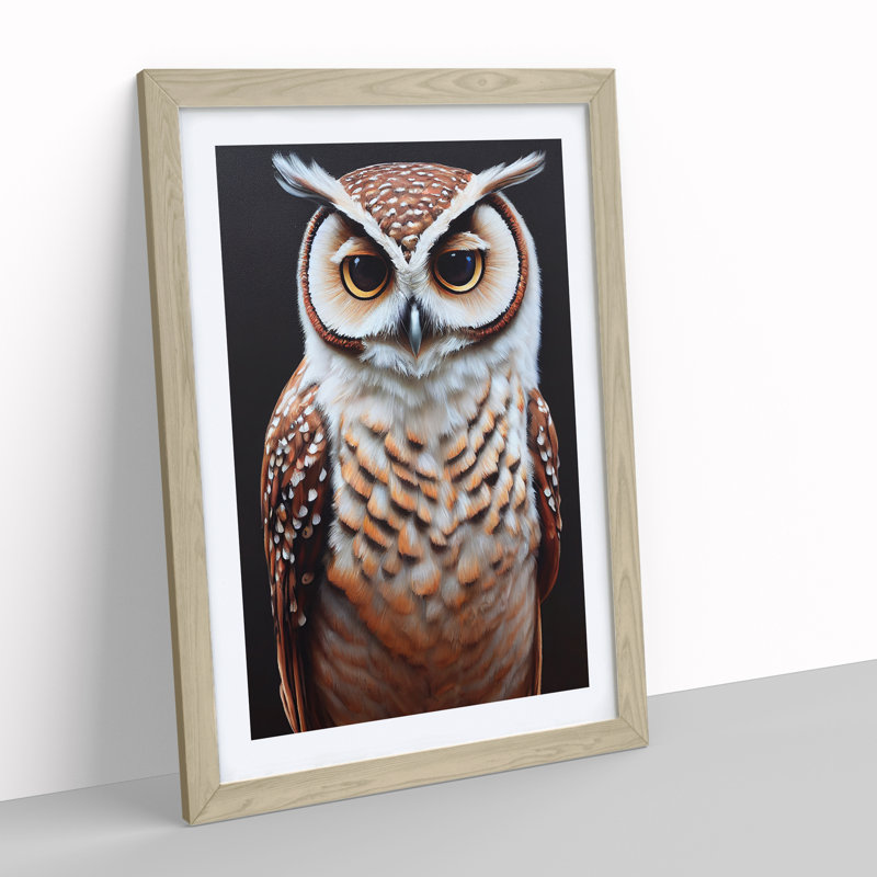 Owl Portrait No.5 - Framed Print, 46cm H x 34cm W x 2cm D, Oak Framed
