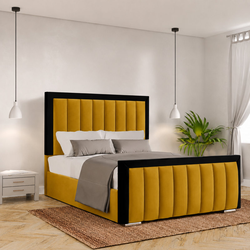 Ballal Upholstered Bed, Turmeric, Double (4'6)