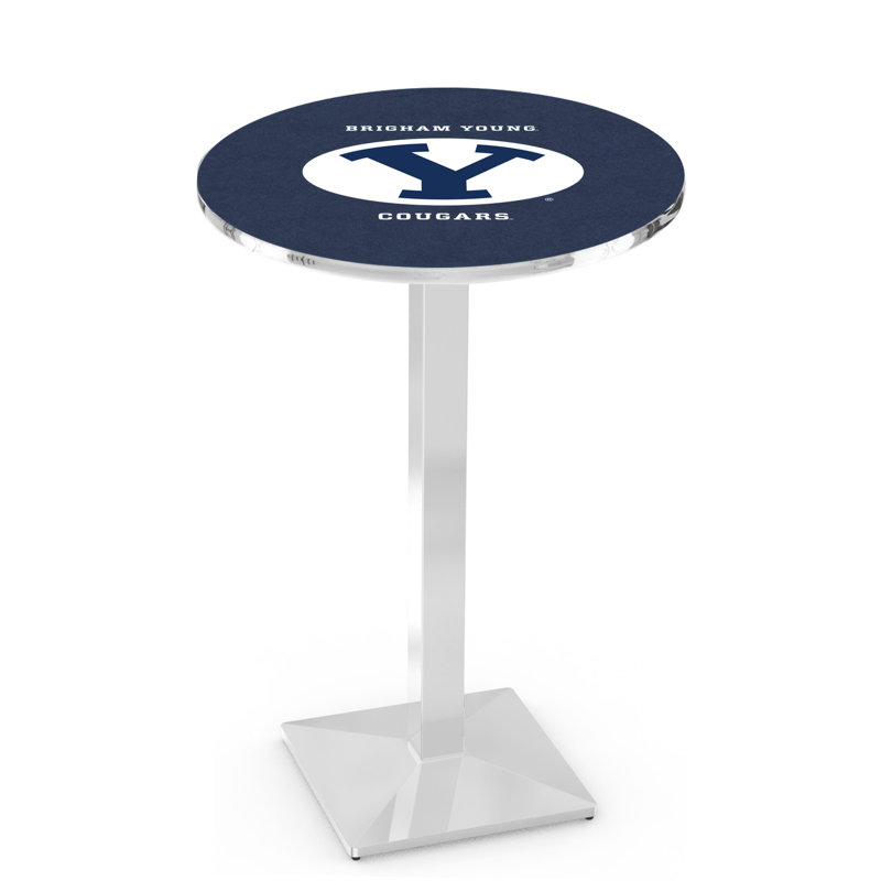 Round Metal Base Dining Table, Chrome, Brigham Young University