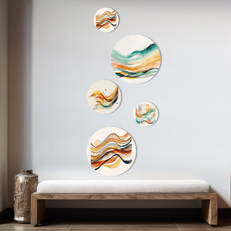 Burnt Orange Waves Abstract I - Modern Waves Metal Wall Décor