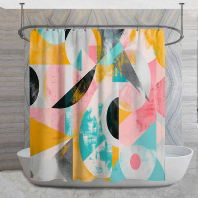 Rideau de douche géométrique - Décoration de salle de bain moderne et contemporaine