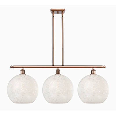 Bendrick 3 - Light Steel Dimmable Kitchen Island Globe Chandelier
