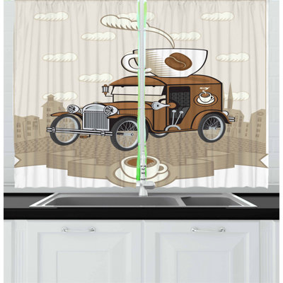 Cars 2 Piece Kitchen Curtain