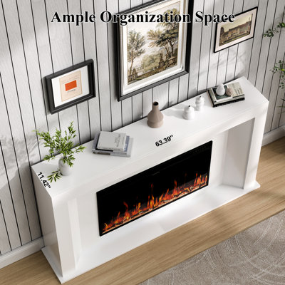 65.75" Electric Fireplace Heater Mantel Tv Stand With Remote Control, Overheat Protection