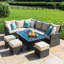 Fredericka Corner Rattan Sofa Dining Set - with Rising Table - Grey-31723566