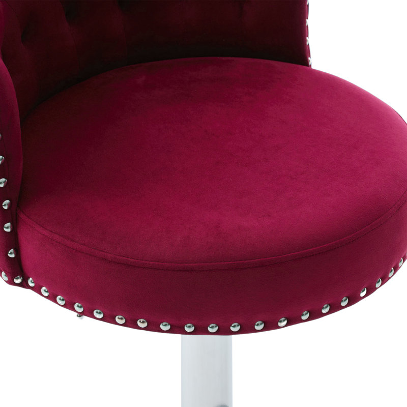 Swivel Velvet Bar Stool (Set Of 2), Purple