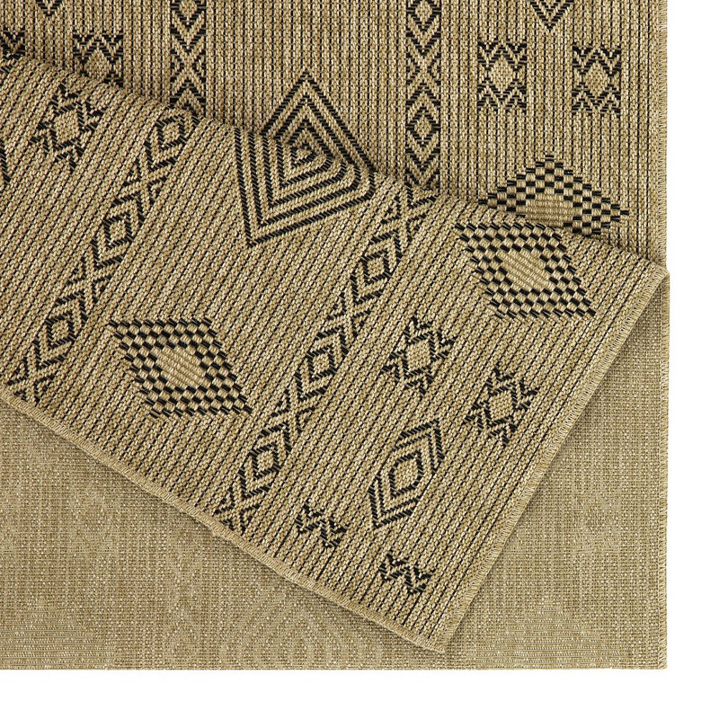 Indoor/Outdoor Area Rug, Beige/Black/Natural, Runner 2'7" x 7'3"