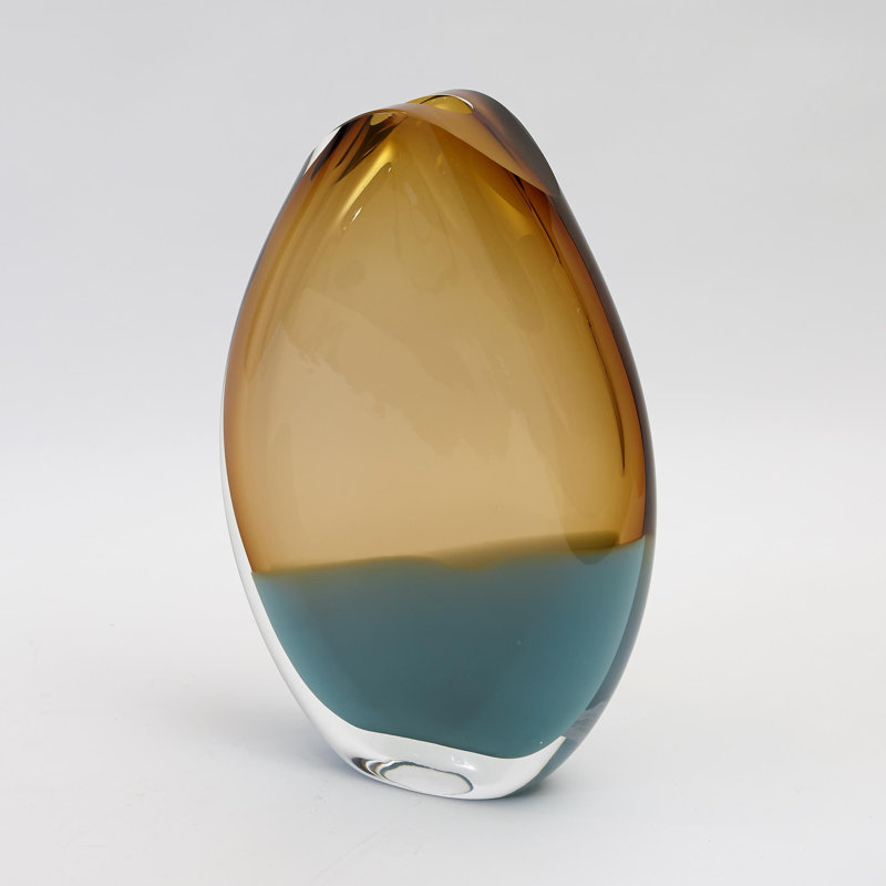 Oval Vase-Pistachio Amber, 15.25" H x 11.25" W x 4.5" D