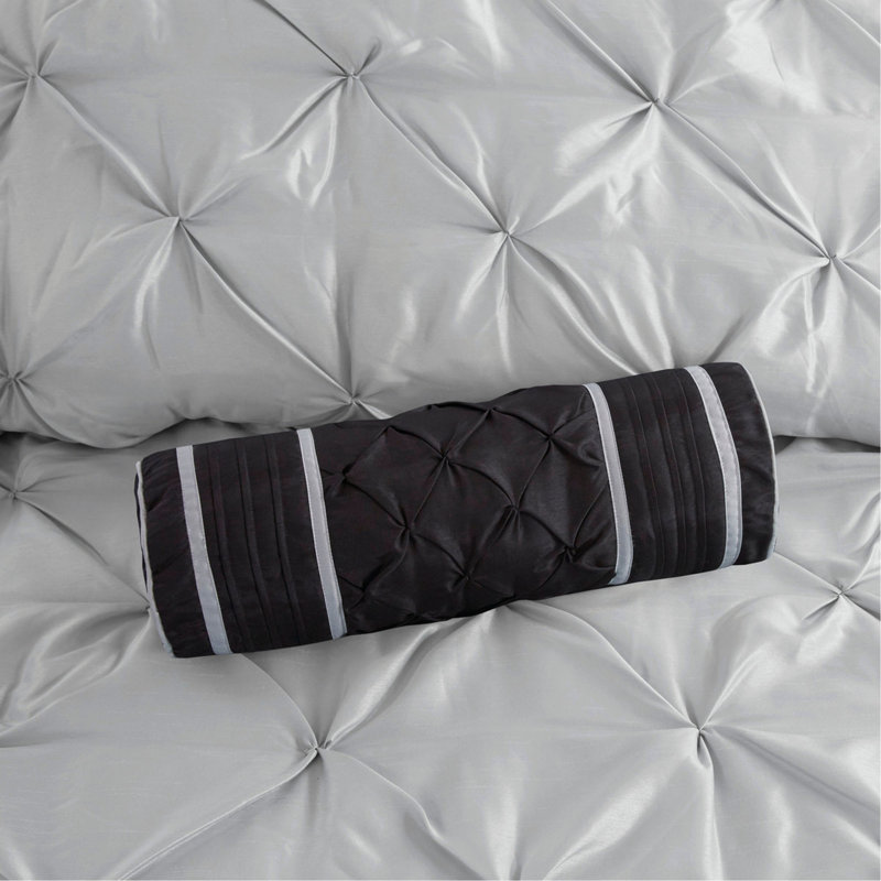 Ensemble d'édredon 7 pièces capitonné, Gris, Édredon de grande taille et 6 pièces supplément