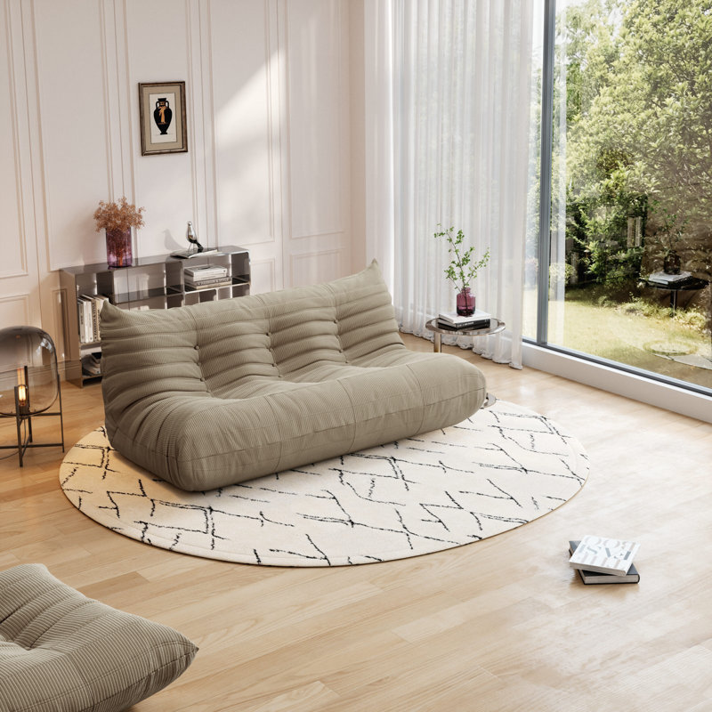 Fauteuil à billes Compression Fireside Chair, Velours côtelé vert, H 28,3 po x l 53,3 po x P 39,7 po