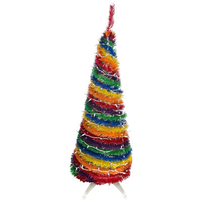 48'' H Multi-Coloured Tinsel Christmas Tree with 150 Lights