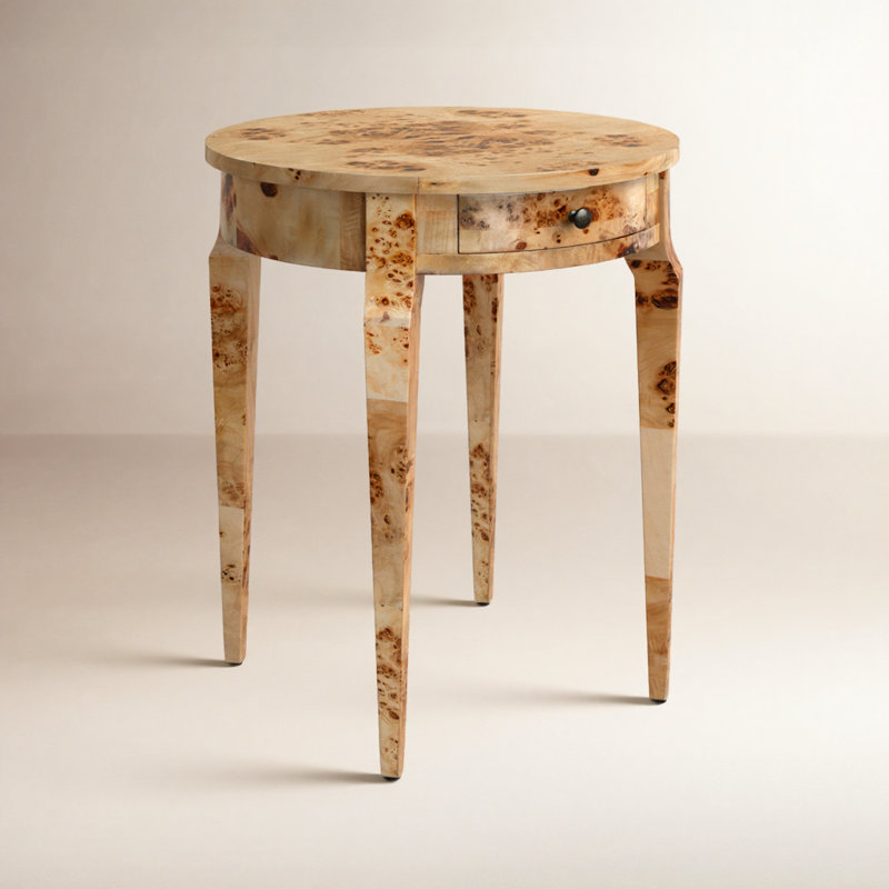 Archer 1 Drawer Burl Side Table, Natural 