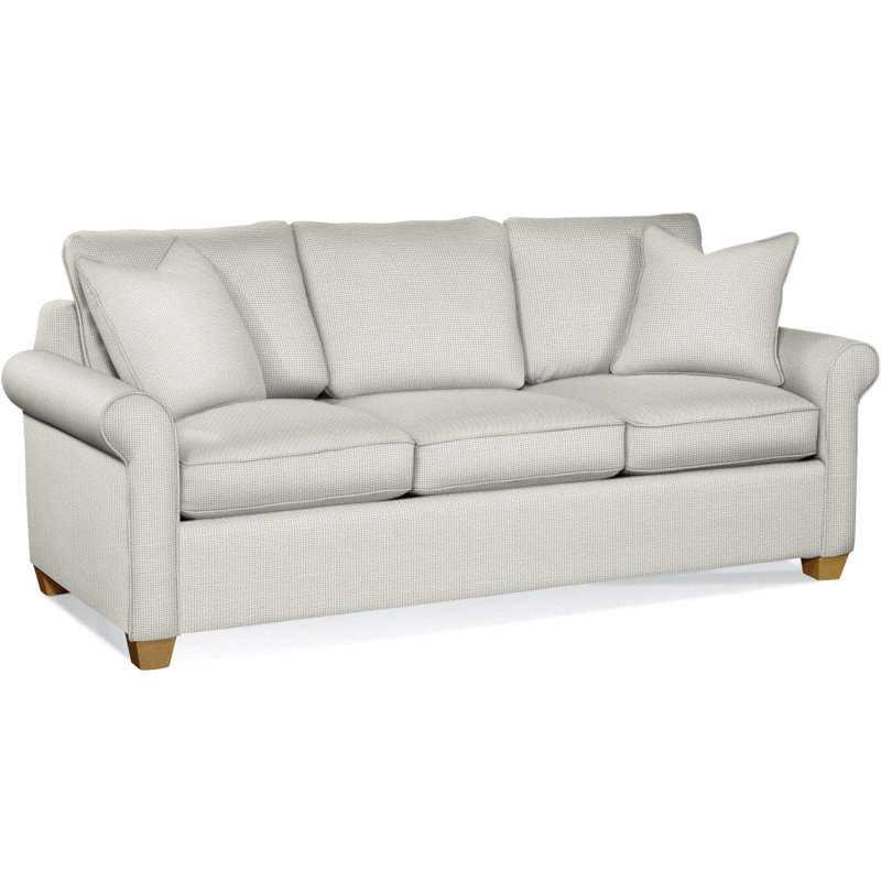 Park Lane Upholstered 81'' Sofa, Honey Finish, Frond Melon; 0448-24