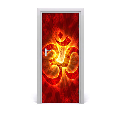 Burning Sign Man Door Decal