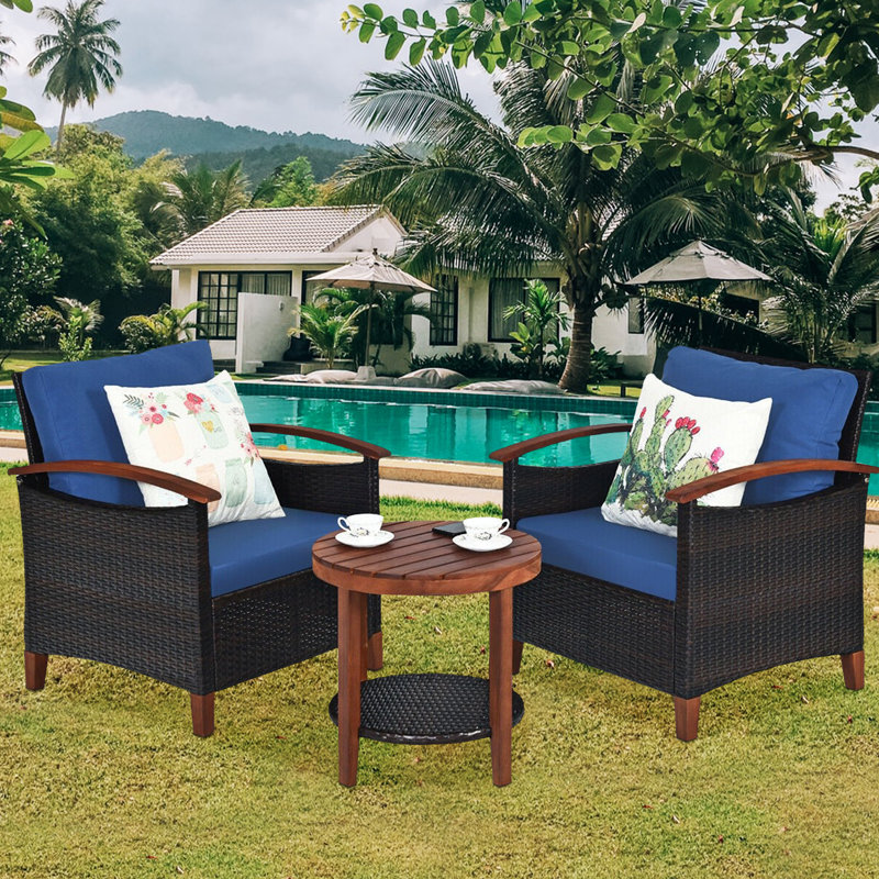 Acacia 2 - Person Patio Conversation Set with Cushions, Blue