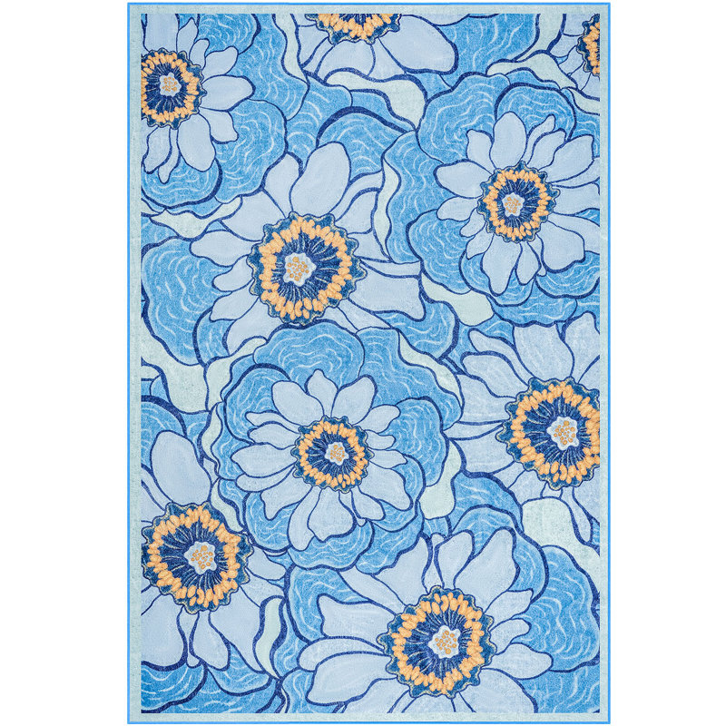 Fillender Floral Area Rug Washable Rug Non-Slip Colorful Flowers Floor Carpet For Living Room Bedrooms Decor