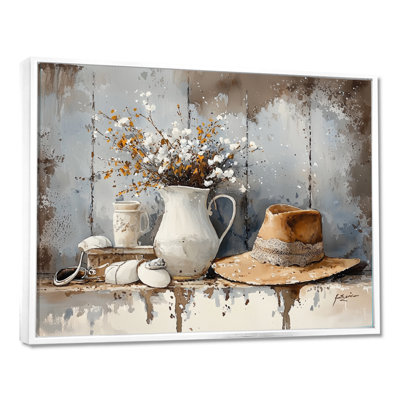 Farmhouse Hat And Wildflower Vase - Countryside Wall Décor