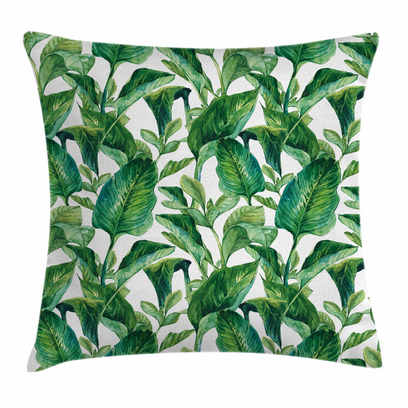 Housse de coussin en sapin de banane aquarelle Leaf, 18 po x 18 po