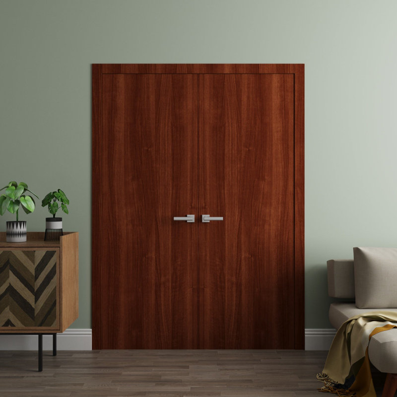 Portes doubles intérieures intérieures - Essentiel 8001 - Cadre de panneau intérieur en bois massif - Portes de chambre à coucher pour garde-robe moderne