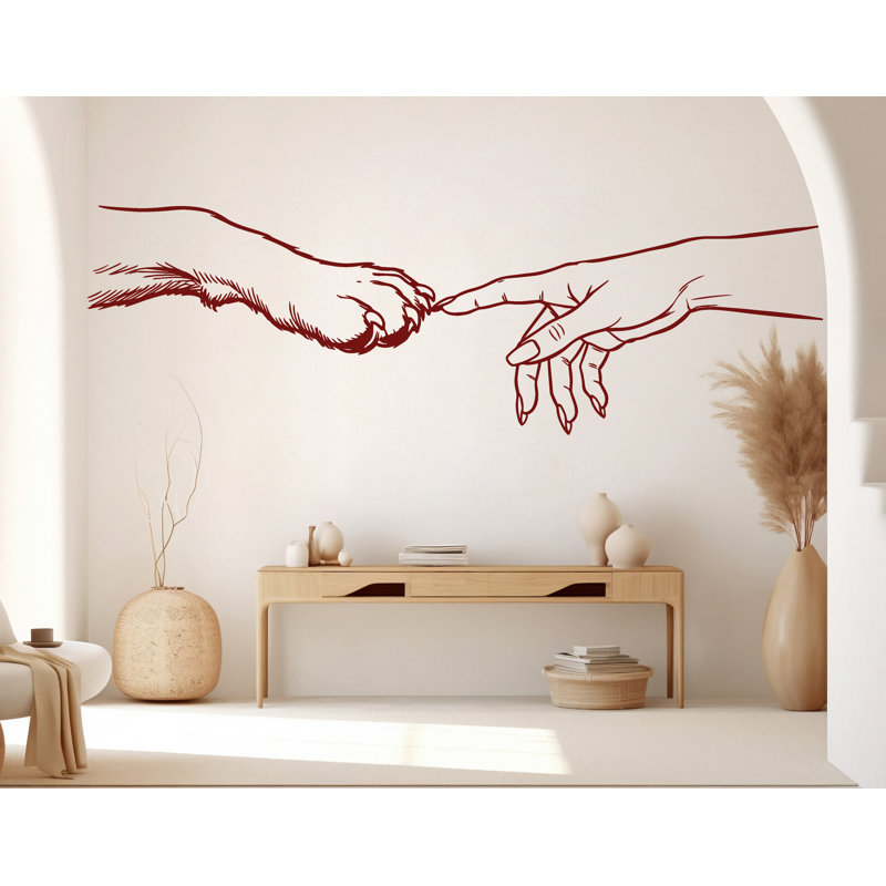 Décalcomanie murale en vinyle «Girl Hand & Dog Paw», amant de chien 1090DRS, 20 po x 55 po, Vert foncé