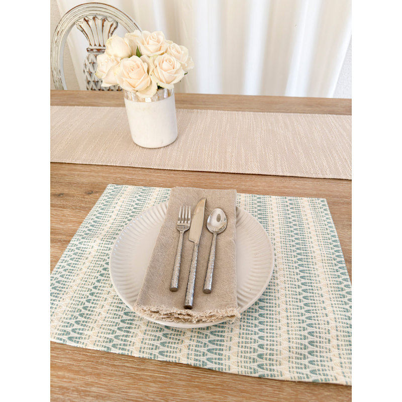 Aqua Blue Acrylic Striped Rectangle Placemat