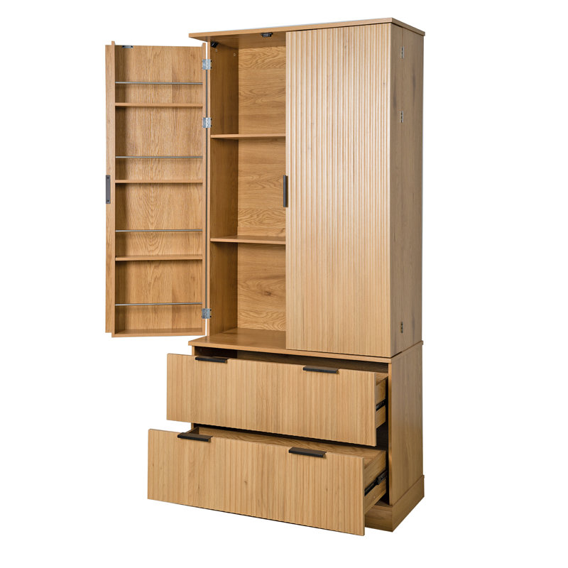 Buffet cannelé avec tiroirs, Oak