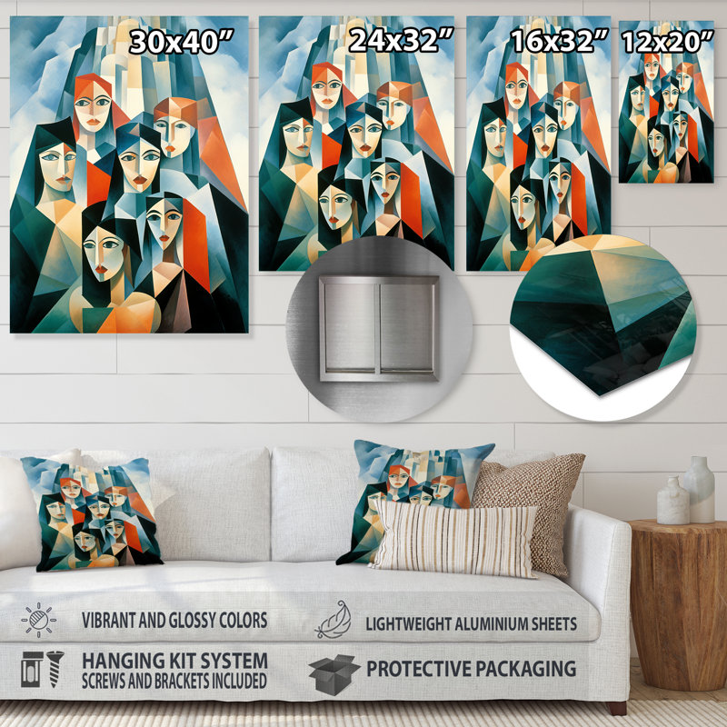 Demoiselles D Avignon Cubic Remake II - mode, art en métal, H 20 po x l 12 po x P 1 po