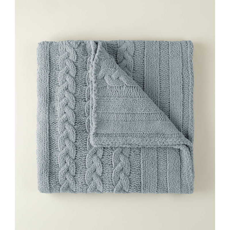 Cozy Cable Knit Throw, Blue