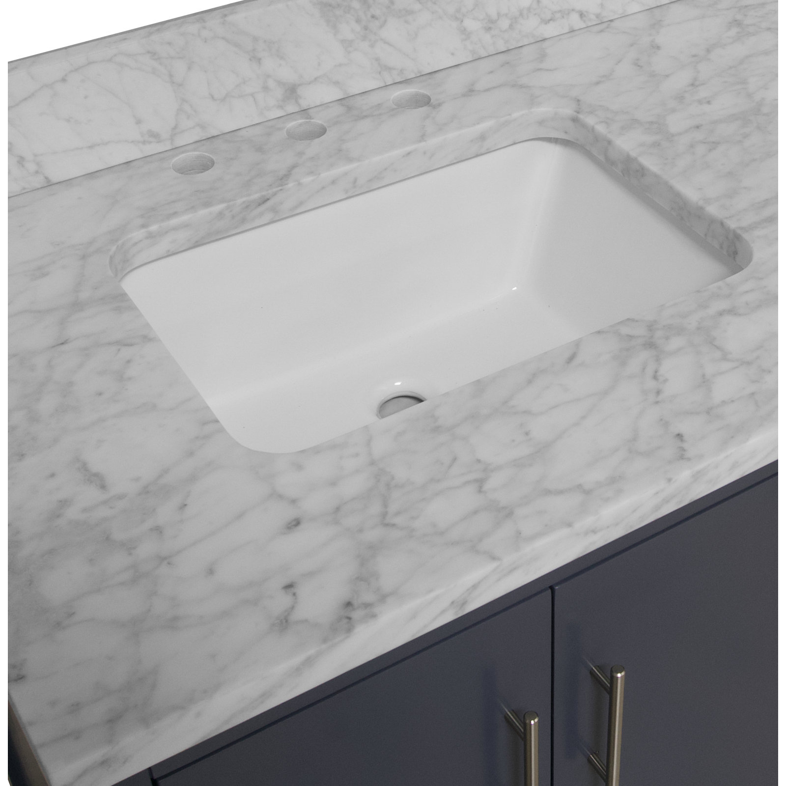 Kiara 60'' Double Bathroom Vanity, Carrara Marble, Marine Gray
