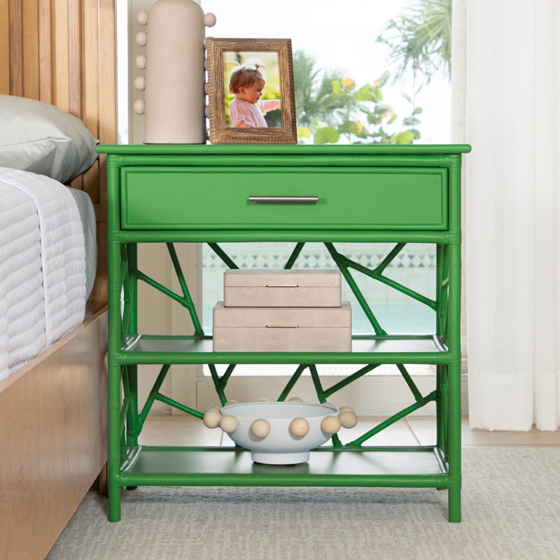 Tiffany End Table with Storage, Bright Green