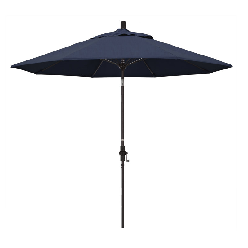 Parasol de marché Sunbrella® 9 pi Roverta, Spectre indigo Sunbrella®, Brun