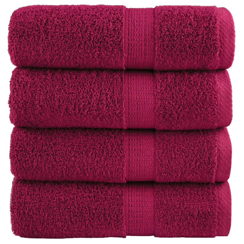 Premium Bath Towels SOLUND 600Gsm, 50cm L x 30cm W, Bordeaux, Hand Towels - 4 Pack