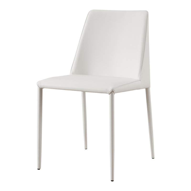 NORA PU DINING CHAIR WHITE-SET OF TWO, White Pebbled Faux Leather
