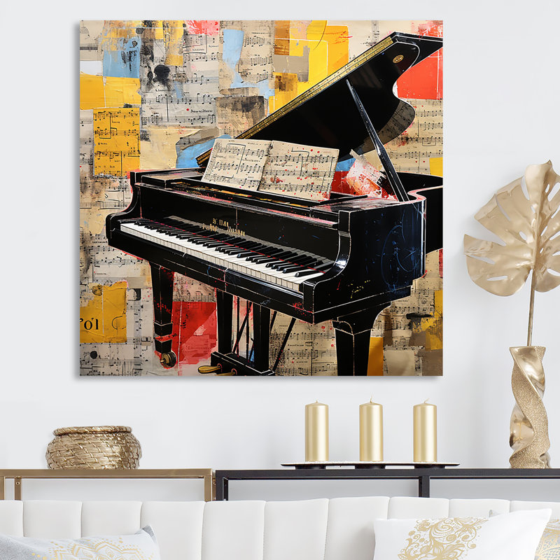 Classical Piano Sonata On Melody Style de journal - Piano, art mural, Toile tendue, H 16 po x l 16 po x P 1 po
